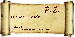Puches Elemér névjegykártya